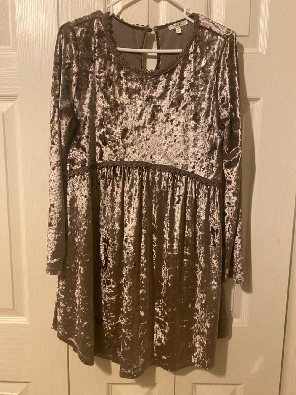 JODIFL Mauve Crushed Velvet Long-Sleeve Tunic Dress